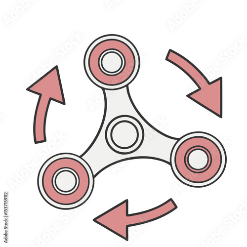 Abstract spinner toy silhouette with rotating arrows illustration