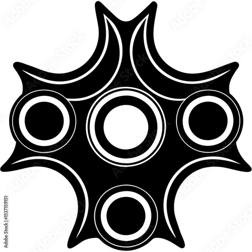 Abstract five spoke wheel silhouette design element