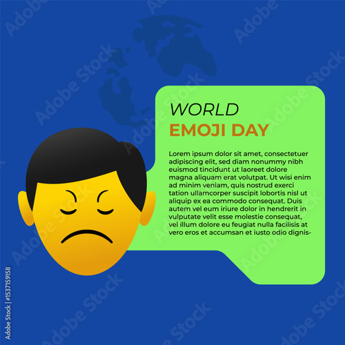 World Emoji Day Flyer cute vector, blue color, creative design attracts attention