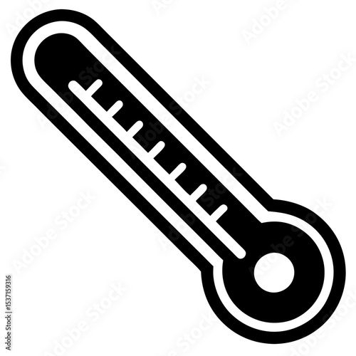 Bold black thermometer silhouette icon graphic design element