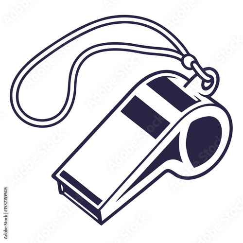 Referee whistle with lanyard silhouette illustration