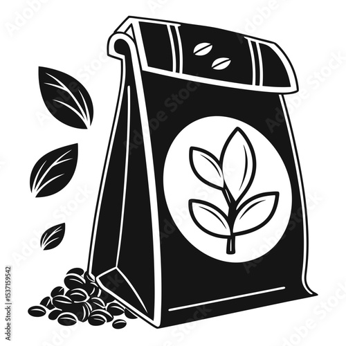 Coffee beans bag silhouette illustration graphic design