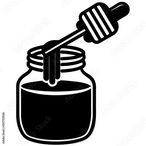 Honey jar with dipper silhouette simple bold design