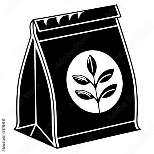 Simple black and white tea bag silhouette packaging design