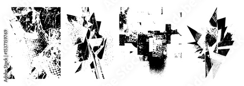 Vector Abstract shattered fragments create a dynamic distressed .
