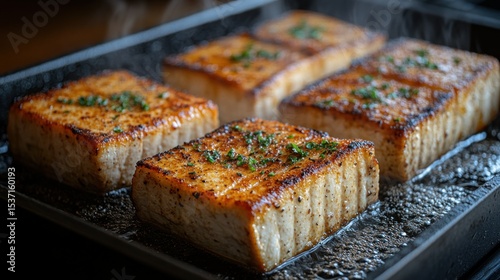 Crispy pan-fried tofu squares