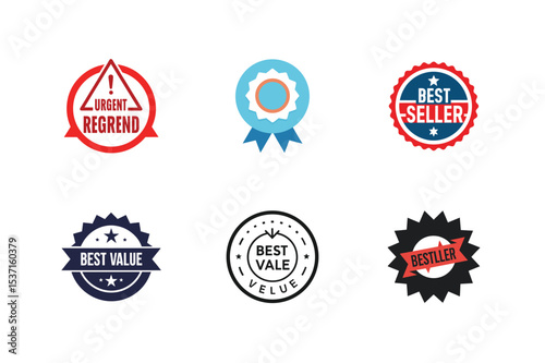 Modern Promotional Badges for Best Value, Bestseller, and Urgency Labels