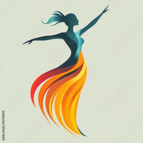 Elegant dancer in vibrant dress showcases grace and movement in contemporary design