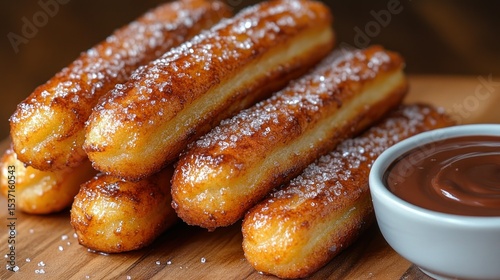Crispy, sugared pastries with chocolate