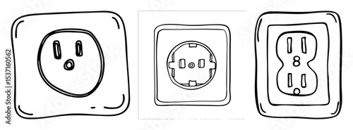Vector Electrical outlets set featuring standard and specialized receptacles.
