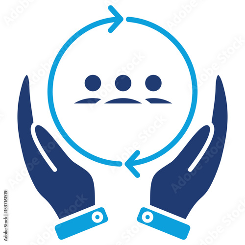 Customer Retention Flat Blue Icon