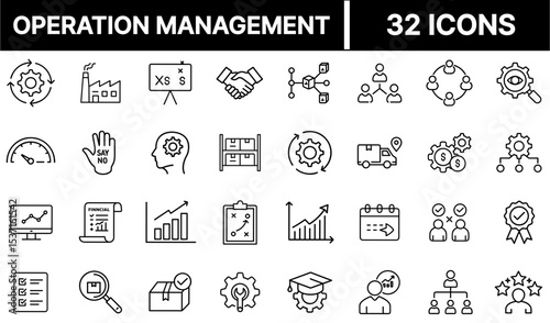 Operation Management Icon – Process Control, Workflow, and Efficiency Symbol Illustration