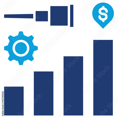 Financial Forecasting Flat Blue Icon