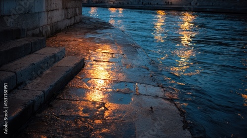 Twilight serenity by the river, where water mirrors the fading day