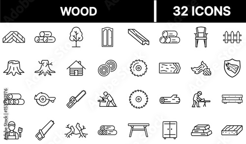 Wood Icon – Timber Log, Tree Texture, and Natural Material Symbol Illustration