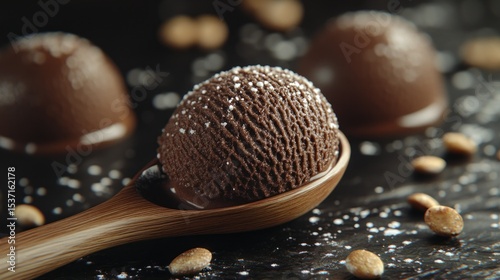 Dark chocolate ice cream scoop