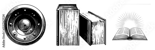 Vector Shield Books and Illuminated Pages Vector