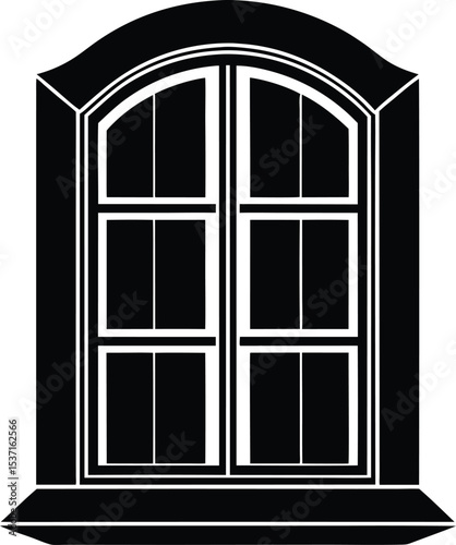 Classic Home Window Silhouette with Four Square Panes