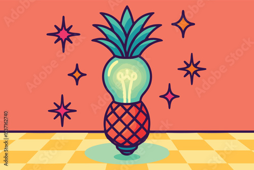 illustration of pineapple in a vase