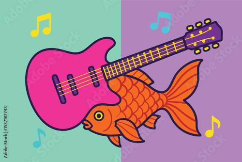 guitar with fish
