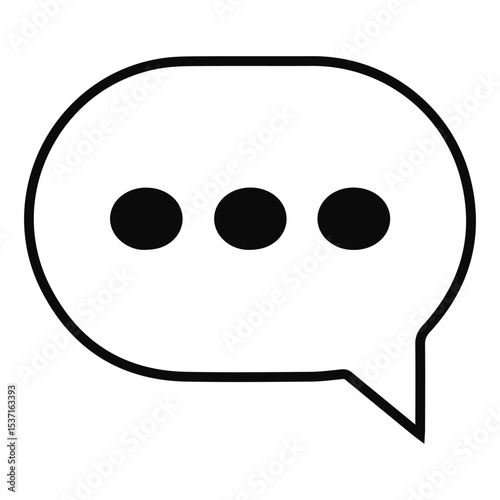 Simple Black and White Chat Bubble Icon with Ellipsis Communicating Impending Message or Thought Communication Online Digital Expression