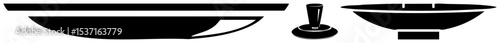 Vector Black vector illustrations of coffee cup spoon and pour-over set.