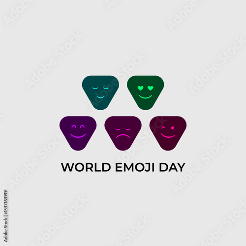 Illustration of 5 expressions suitable for World Emoji Day design, simple cute vector, creative design attracts attention