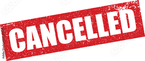 Red Cancelled Rubber Stamp in Reverse Grunge Vector in Sharp Border, Transparent Background, Svg, Png