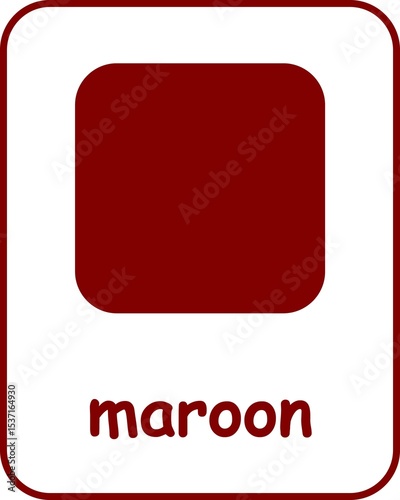 Maroon Color Flashcard, Colors Flashcards for Kids, Printable Flashcards, Educational Flashcards, Homeschool, Kindergarten & Pre-School Activity, Learning resources