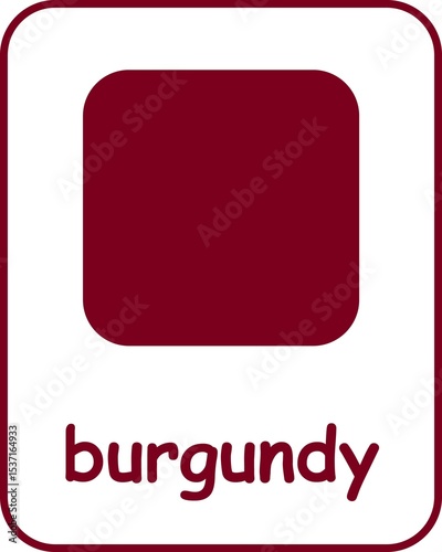 Burgundy Color Flashcard, Colors Flashcards for Kids, Printable Flashcards, Educational Flashcards, Homeschool, Kindergarten & Pre-School Activity, Learning resources