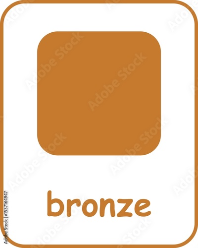 Bronze Color Flashcard, Colors Flashcards for Kids, Printable Flashcards, Educational Flashcards, Homeschool, Kindergarten & Pre-School Activity, Learning resources
