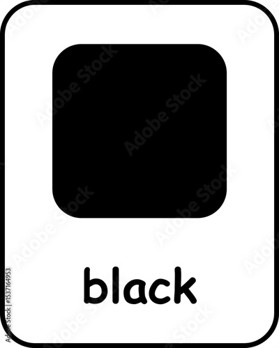 Black Color Flashcard, Colors Flashcards for Kids, Printable Flashcards, Educational Flashcards, Homeschool, Kindergarten & Pre-School Activity, Learning resources
