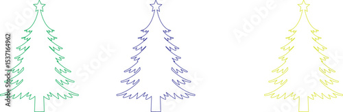 Christmas tree outline act vector silhouette, Christmas icon illustration on white background 