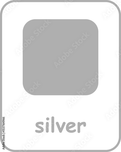 Silver Color Flashcard, Colors Flashcards for Kids, Printable Flashcards, Educational Flashcards, Homeschool, Kindergarten & Pre-School Activity, Learning resources