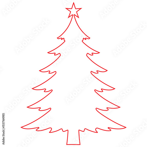 Christmas tree outline act vector silhouette, Christmas icon illustration on white background 