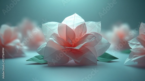 Delicate, origami-style flowers in soft pastel colors