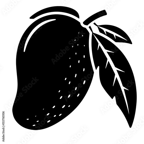 Black and White Mango Illustration, Vector Design Element