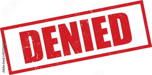 Red Denied Rubber Stamp in Grunge Vector in Sharp Border, Transparent Background, Svg, Png
