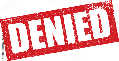 Red Denied Rubber Stamp in Reverse Grunge Vector in Sharp Border, Transparent Background, Svg, Png