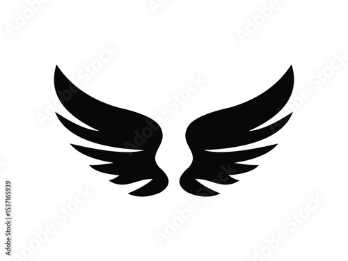 Bold Wing Tattoo Vector in Black and White