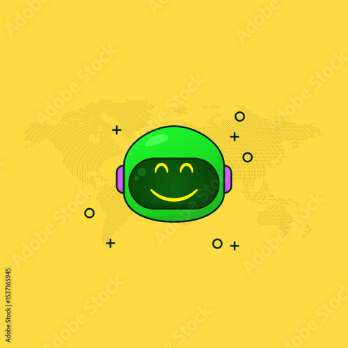 Cute expression robot face illustration, suitable for World Emoji Day design, simple cute vector, creative attracts attention
