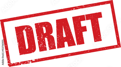 Red Draft Rubber Stamp in Grunge Vector in Sharp Border, Transparent Background, Svg, Png
