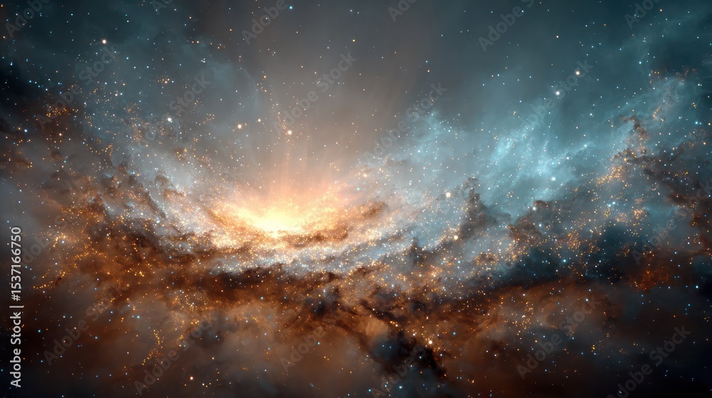 Obraz premium Radiant cosmic nebula glowing in deep space, capturing the mystery of galactic phenomena