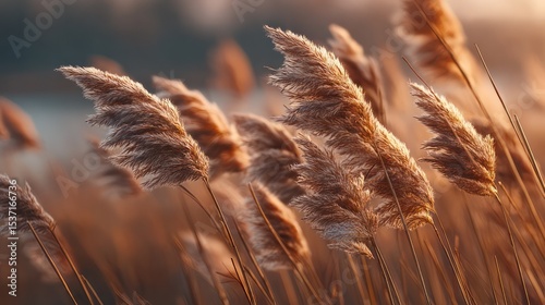 Soft pastel pampas grass swaying in golden light, a serene boho moment of delicate beauty and calm.
