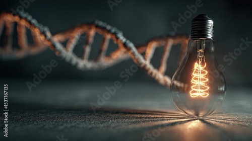 A glowing lightbulb casts a DNA shadow, symbolizing a breakthrough in minimalist living
