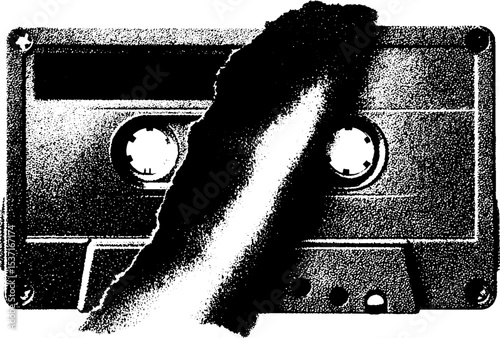 Vintage nostalgia with analog cassette tape in high contrast black design
