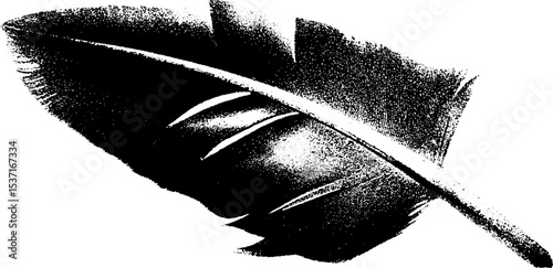 Antique feather quill and compass in high contrast black and white