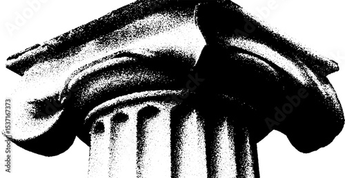Classical architectural column capital with high contrast design for artistic and educational purposes