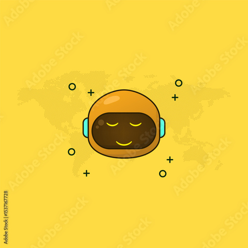 Illustration of a sleeping expression robot face, suitable for World Emoji Day design, simple cute vector, creative attracts attention