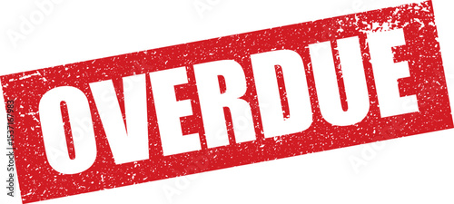 Red Overdue Rubber Stamp in Reverse Grunge Vector in Sharp Border, Transparent Background, Svg, Png